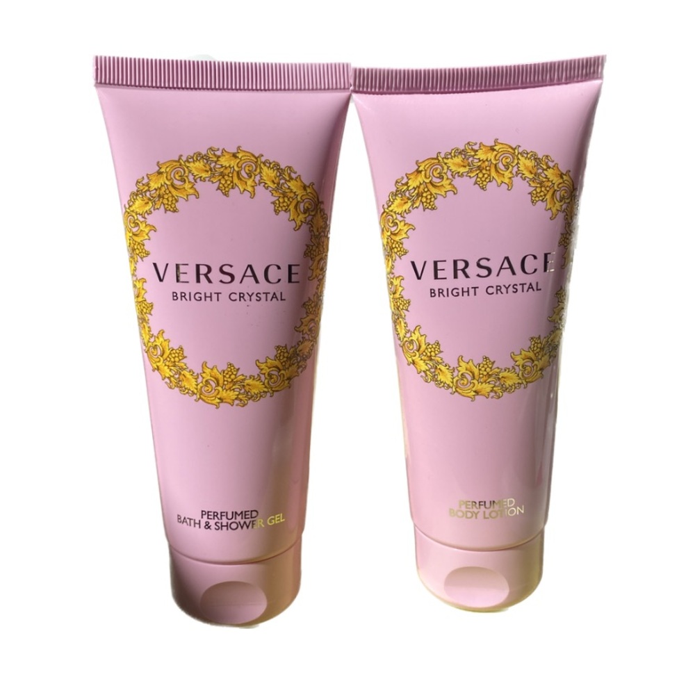 Versace Bright Crystal Perfumed Bath & Shower Gel + Body Lotion - 3.4 Fl Oz Each